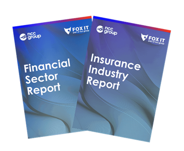 mock physical rendering of NCC Group's Finance and Insurance threat intelligence reports