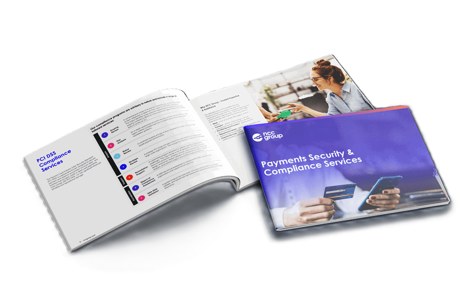 mock render of NCC Group's Payment Security and Compliance ebook