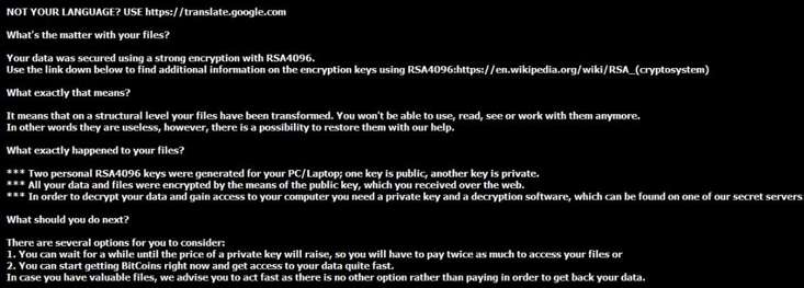 TeslaCrypt 4.0 ransom notes