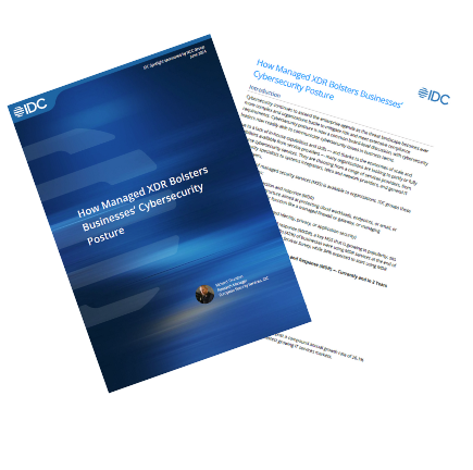 Thumbnail preview of the IDC whitepaper, "How Managed XDR Bolsters Businesses’ Cybersecurity Posture"