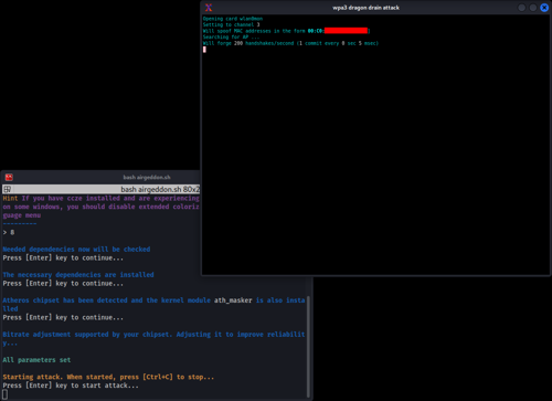 Real Dragon Drain attack using the airgeddon plugin against a WPA3 access point