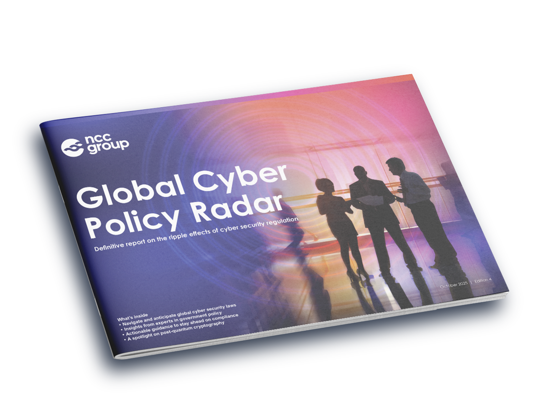 mock rendering of NCC Group's Global Cyber Policy Radar Report 4
